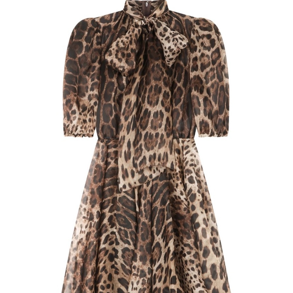 Dolce & Gabbana leopard print pussybow dress
